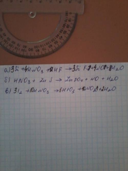 Расставьте коэффициенты в схемах реакций: а) si+hno3+hf(стрелка)sif4+no+h2o. б)hno3+zns(стрелка)znso