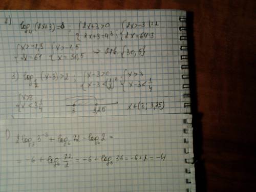 1) 3lg5 + lg8 2) 2log5(-x)=log5(2+x) распишите все