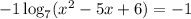 -1\log_7(x^2-5x+6)=-1