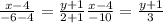 \frac{x-4}{-6-4} = \frac{y+1}{2+1} &#10; \frac{x-4}{-10} = \frac{y+1}{3}