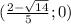 (\frac{2-\sqrt{14}}{5};0)