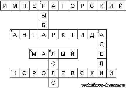 Кроссворд по , на тему надо так чтобы получилось по вертикале слово антарктида)