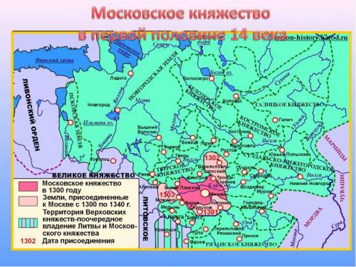 Найти карты московского княжества в середине 15 века и московского княжества начала 14 века