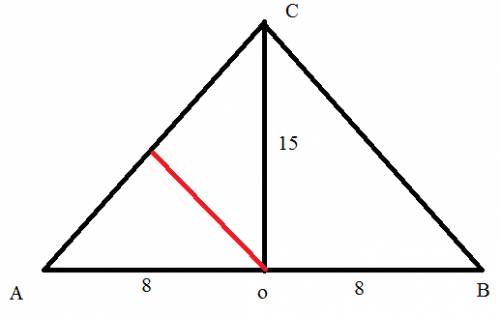 Высота равнобедренного треугольника,проведенная к основанию,равна 15 см,основание - 16 см. вычислите