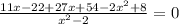 \frac{11x-22+27x+54-2 x^{2}+8 }{ x^{2} - 2 } = 0