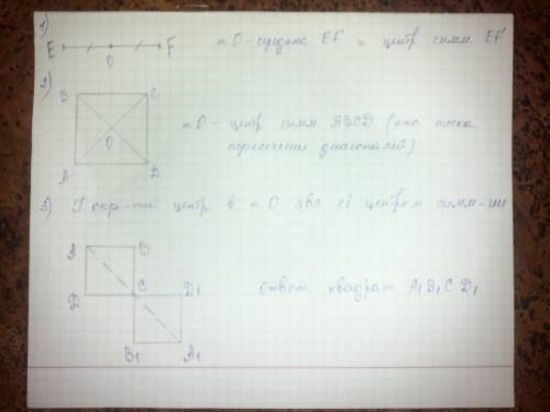 1) где расположен центр симметрии фигуры, если этой фигурой является: 1) отрезок ef 2) квадрат abcd