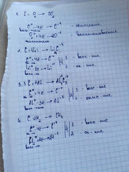 Запишите равнения реакций между углём и простыми веществами: кислород, литий, алюминий, водород. ука