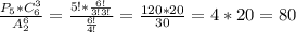 \frac{P_5*C_6^3}{A_2^6}= \frac{5!* \frac{6!}{3!3!}}{ \frac{6!}{4!}}= \frac{120*20}{30} =4*20=80