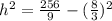 h^2 = \frac{256}{9} - ( {\frac{8}{3})^2