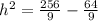 h^2 = \frac{256}{9} - {\frac{64}{9}