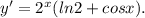 y'=2^{x}(ln2+cosx).