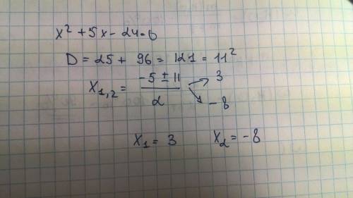 X²+5x-24=0 найти x 1 и x 2 и из какой это контрольной работы