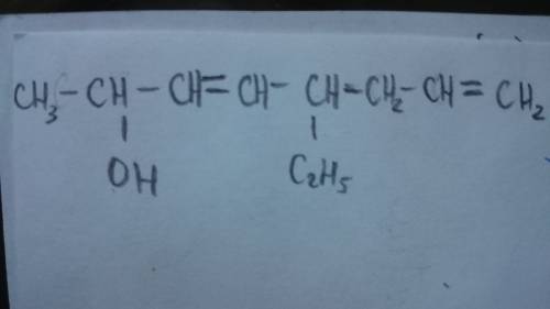 Напишите структурную формулу: 5-этил октадиен-3,7-ол-2
