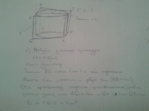 Прямоугольный параллелепипед описан около цилиндра радиус основания и высота которого равна 1