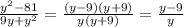 \frac{y^2-81}{9y+y^2} = \frac{(y-9)(y+9)}{y(y+9)} = \frac{y-9}{y}