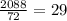 \frac{2088}{72} = 29