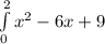 \int\limits^2_0 { x^{2} -6x+9} \,