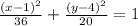 \frac{(x-1)^2}{36}+ \frac{(y-4)^2}{20} =1