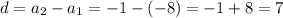 d= a_{2} - a_{1} =-1-(-8)=-1+8=7&#10;