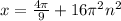 x= \frac{4 \pi }{9}+16 \pi ^2n^2