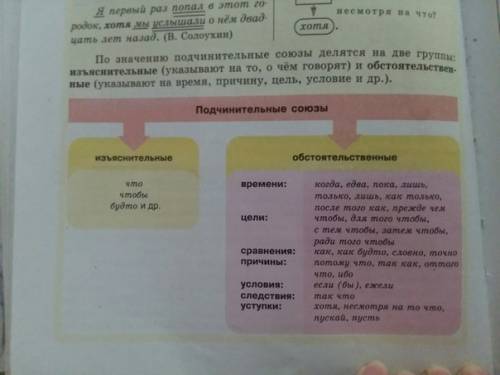 Разряды подчинительных союзов, на что указывают, примеры