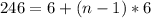 246=6+(n-1)*6