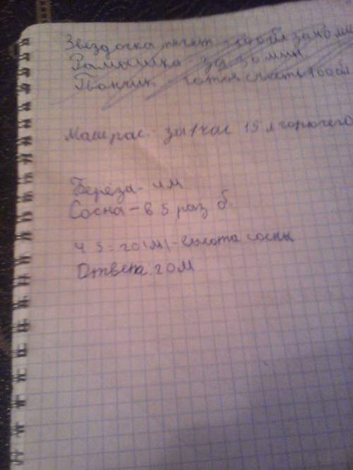 Высота березы 4 метров сосны в 5 раз больше какой нарисовать рисунок