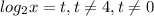 log_{2} x=t, t \neq 4, t \neq 0