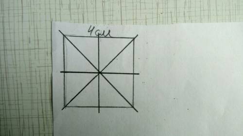 Начертить квадрат с длиной стороны 4 см провели все оси симметрии квадрата