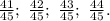 \frac{41}{45};\ \frac{42}{45};\ \frac{43}{45};\ \frac{44}{45}.