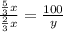 \frac{ \frac{5}{3}x }{ \frac{2}{3} x}= \frac{100}{y}