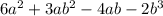 6a^{2} +3a b^{2} -4ab-2 b^{3}