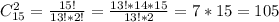 C^{2}_{15}= \frac{15!}{13!*2!} = \frac{13!*14*15}{13!*2} = 7*15=105