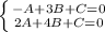 \left \{ {{-A+3B+C=0} \atop {2A+4B+C=0}} \right.