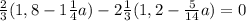 \frac{2}{3}(1,8-1\frac{1}{4}a)-2\frac{1}{3}(1,2-\frac{5}{14}a)=0