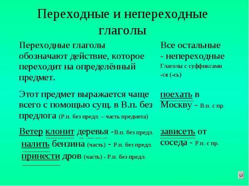 Гогда пишутся переходные ине переходные глаголы