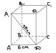Сторона основания параллелепипеда, являющегося квадратом, равна 6 см, а диагональ боковой грани 10 с