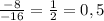 \frac{-8}{-16} = \frac{1}{2} =0,5