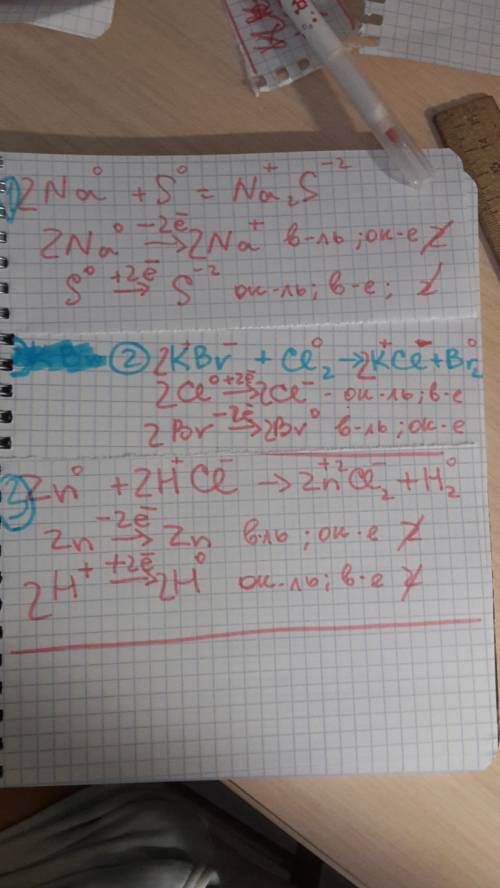 Напишите окислительно-вост. реакции na+s=na2s kbч+ce2=kce+bч2 z+hce=znce2+h2