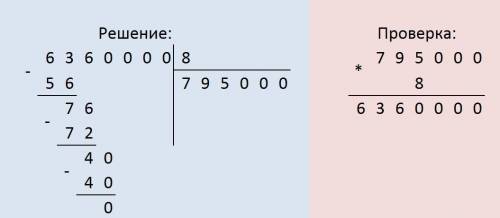 Реши примеры столбиком. сделай проверку636: 8=? 92007*238=? 927927: 9=? 208406*3=?