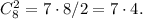 C_8^2=7\cdot 8/2=7\cdot 4.