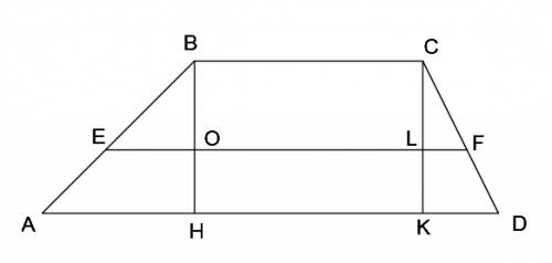 Прямая, параллельная основаниям трапеции abcd пересекает ее боковые стороны ab и cd в точка e и f со