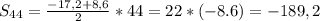 S_{44}= \frac{-17,2+8,6}{2} *44=22*(-8.6)=-189,2