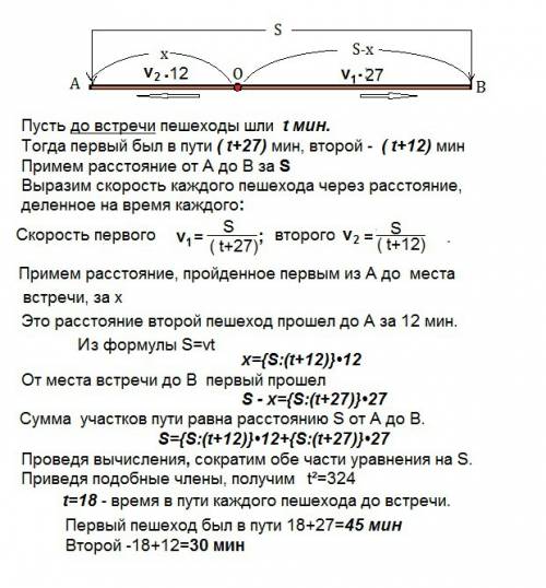 )60 два пешехода выходят одновременно из пунктов а и в навстречу друг другу. после их встречи первый