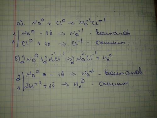 Составьте уравнения окислительно-восстановительных реакций а) натрия с хлором б) натрия с соляной ки