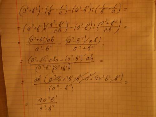 Выражение (a²+b²): (1/b-1/²-b²): (1/b+1/a)=