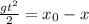 \frac{gt^2}{2}=x_0-x