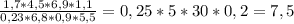 \frac{1,7 * 4,5 * 6,9*1,1}{0,23*6,8*0,9*5,5} =0,25 * 5*30*0,2=7,5