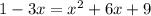 1-3 x= x^{2} +6x+9