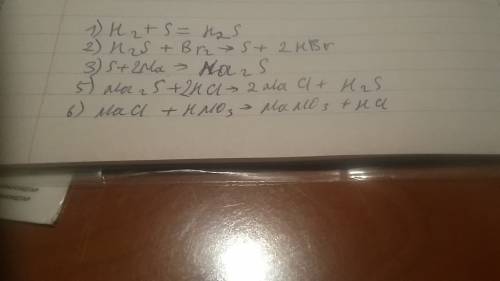 Осуществите превращения: н2 -> н2s -> s -> na2s -> nacl -> nano3